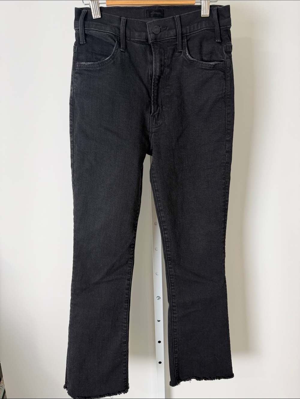 MOTHER Black Cropped Straight Jeans